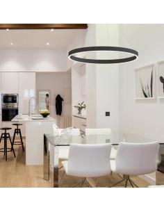 Lámpara colgante RINGEND 38W, negro, Triac regulable, Ø60cm 2