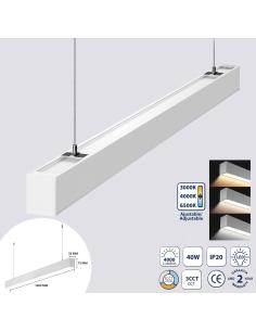 Lámpara colgante / superficie METRO, ampliable, 40W, 120cm, 3CCT, blanco 2