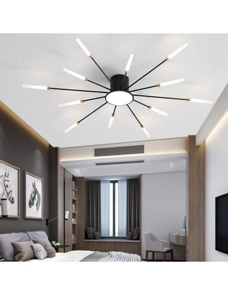 Lámpara Fireworks Led, 12W+4W, Ø80cm, CCT, antracita + mando