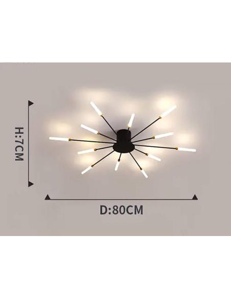 Lámpara Fireworks Led, 12W+4W, Ø80cm, CCT, antracita + mando