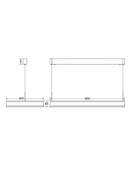 Luminaria colgante CUBE UP 96W, 800X400mm, CCT regulable