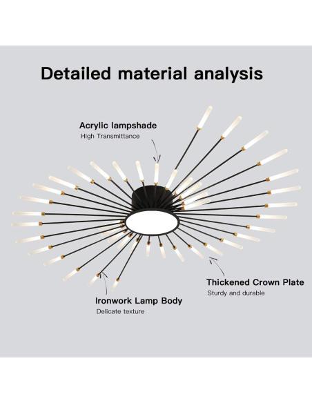 Lámpara Fireworks Led, 42W+8W, Ø128cm, CCT, antracita + mando