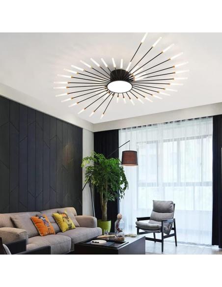 Lámpara Fireworks Led, 42W+8W, Ø128cm, CCT, antracita + mando