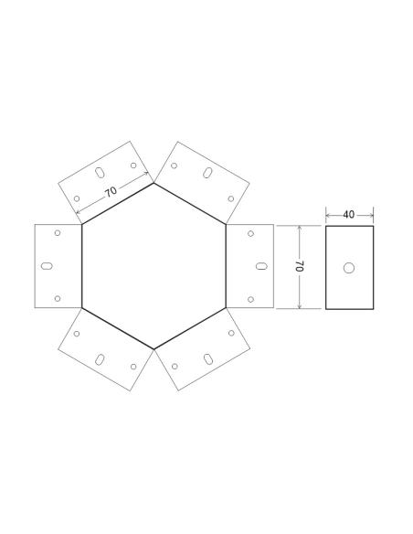 Unión exagonal 60° negra para luminaria lineal MOD