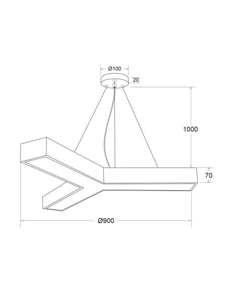 Luminaria colgante o superficie TRILED, Ø900mm, 40W, blanco