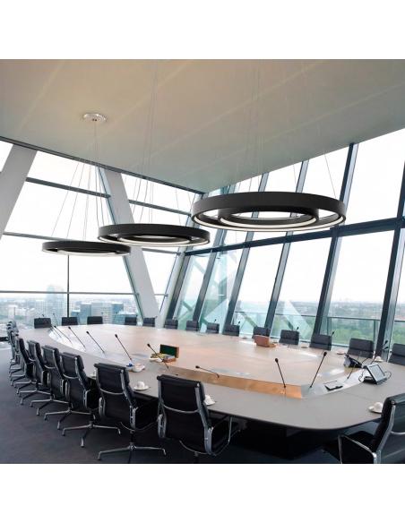 Luminaria colgante RING 56W, Ø900mm, negro