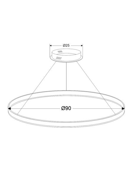 Luminaria colgante RING 56W, Ø900mm, negro