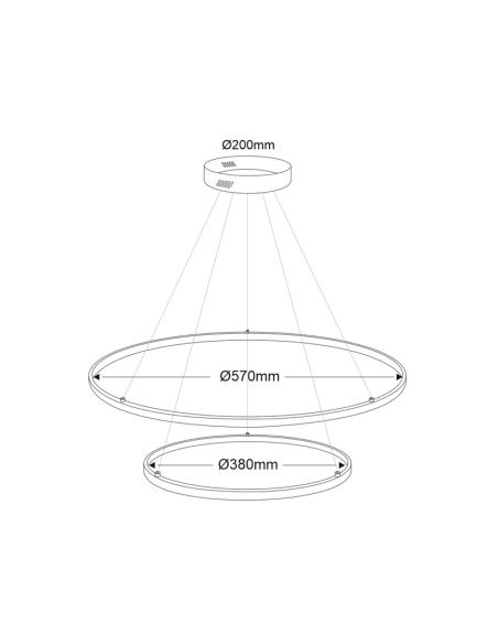 Luminaria colgante ELIX, 60W, blanco, CCT Ajustable, Ø57+38cm