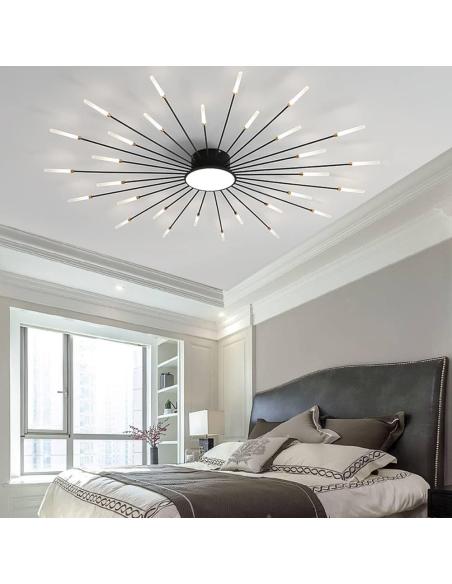 Lámpara Fireworks Led, 30W+8W, Ø128cm, CCT, antracita + mando