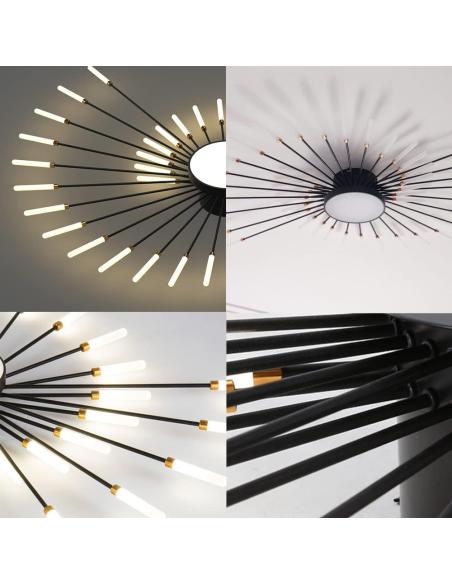 Lámpara Fireworks Led, 30W+8W, Ø128cm, CCT, antracita + mando