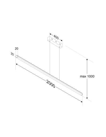 Lámpara colgante KROB SUSPEND, 60W, 200cm