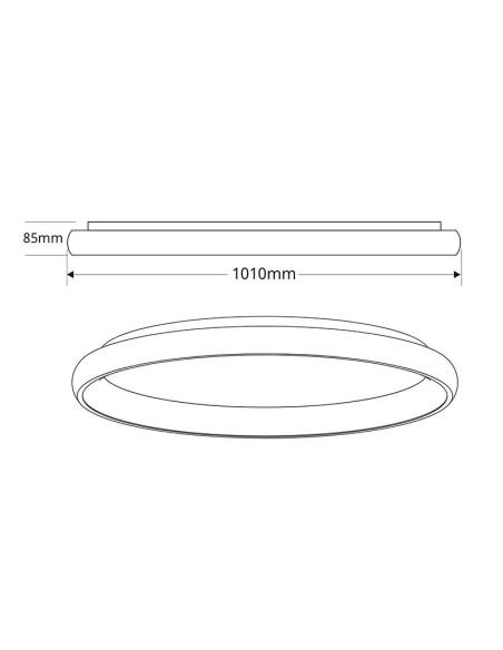 Luminaria superficie CYCLE, 100W, 1010mm, CCT, negro
