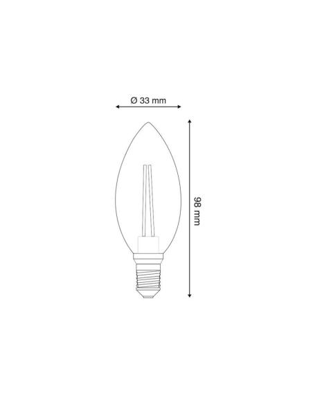 Pack 10 x Bombilla Filamento LED Vela E14 COB 6W, Regulable