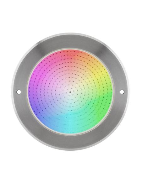Lámpara LED SLIM 5mm Ø230mm para piscinas, 12V AC/DC, IP68, 35W, RGB, acero inox 316
