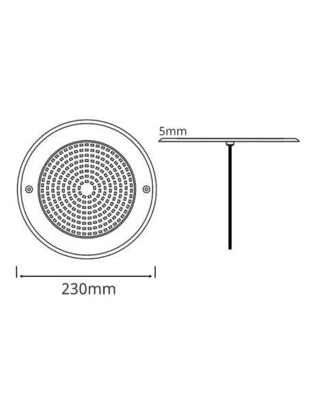 Lámpara LED SLIM 5mm Ø230mm para piscinas, 12V AC/DC, IP68, 35W, RGB, acero inox 316