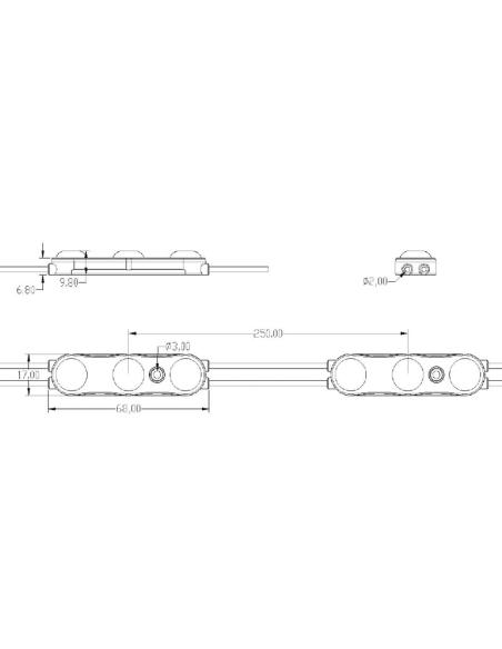 Módulo Led DC12V, ABS 3xSMD2835, 1,5W