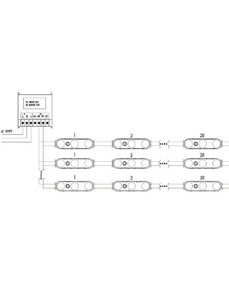 Módulo Led DC12V, ABS 3xSMD2835, 1,5W
