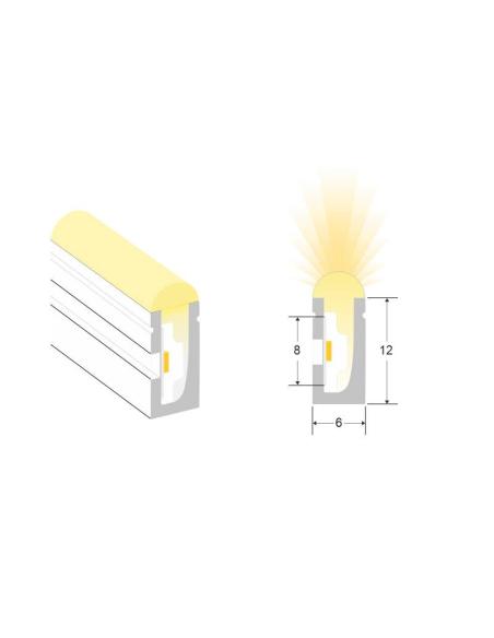 Led NEON Silicona Monocolor, DC24V, 120Led/m, 6x12mm, 5 metros, 60W, corte 1cm