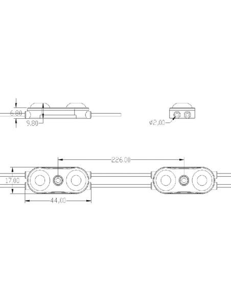 Módulo Led DC12V, ABS 2xSMD2835, 1W