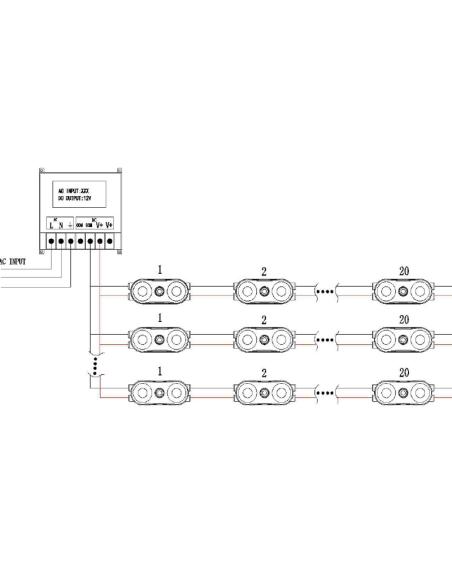 Módulo Led DC12V, ABS 2xSMD2835, 1W