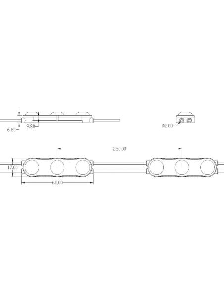 Módulo Led DC12V, RGB 3xSMD5050, 0,72W