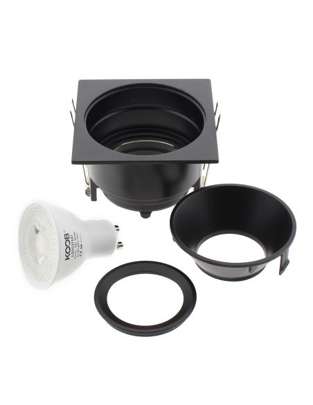 Downlight Led MOS UGR17 Square, 7W, negro/dorado