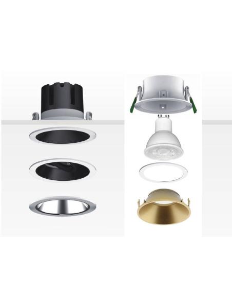 Downlight Led MOS UGR17 Square, 7W, negro/dorado