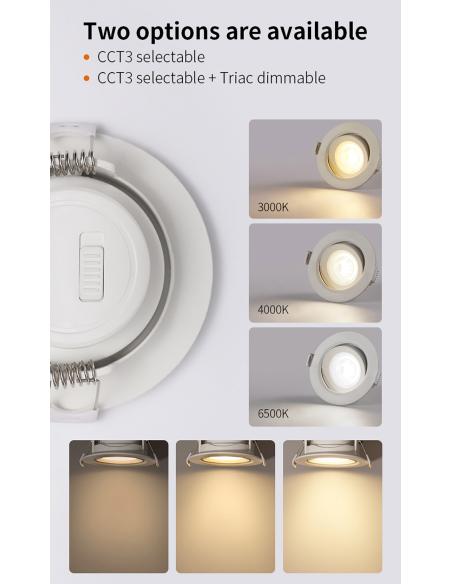 Pack 10 x Downlight Led DTAK, 7W, 3CCT