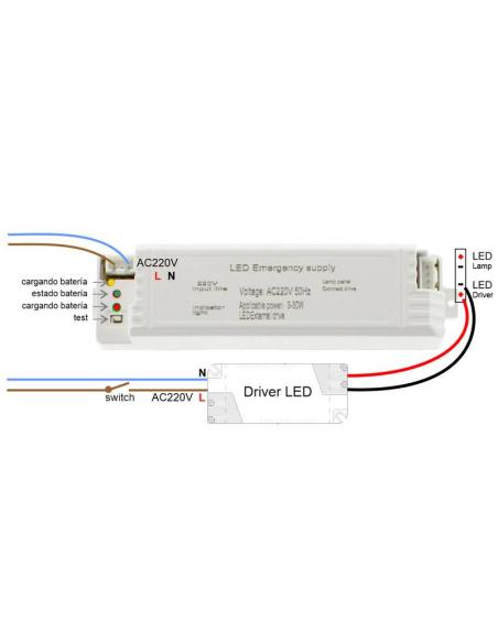 Luz de emergencia LED KOL, UGR17, 12W, Permanente / No permanente