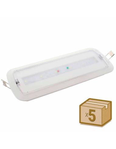 Pack 5 x Luz de emergencia LED NICELUX con AUTO-TEST, Permanente / No permanente