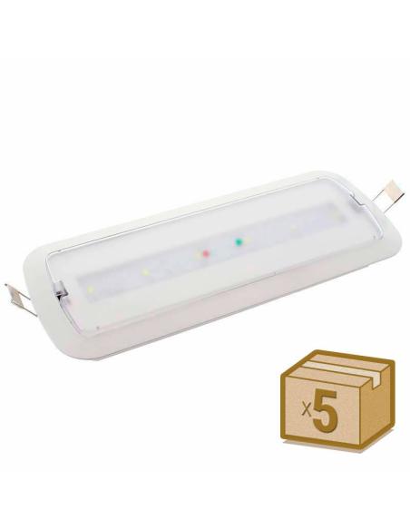 Pack 5 x Luz de emergencia LED NICELUX con AUTO-TEST, Permanente / No permanente