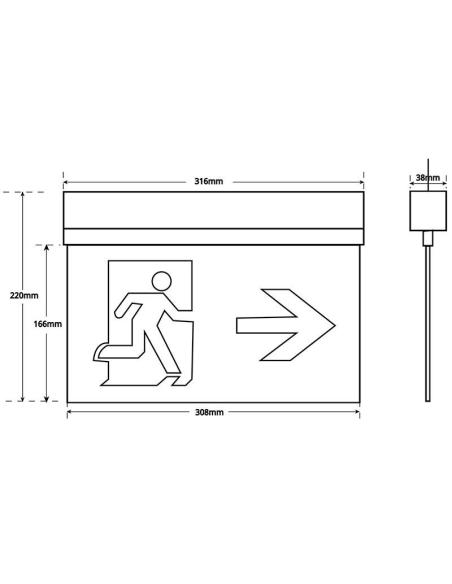 Luz de emergencia LED SIGN Suspendida Transparente SL2