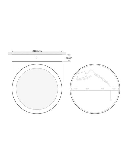 Plafón Led KRAMFOR 25W, superficie, Ø265mm