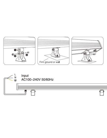 Proyector LED lineal 24W RGB+CCT, 220V, RF, Alexa, SINC. 1m