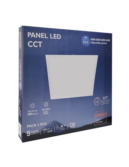 Pack 2 x Panel LED 48W-40W-36W-24W, 60x60cm, 4CCT, chip led Osram