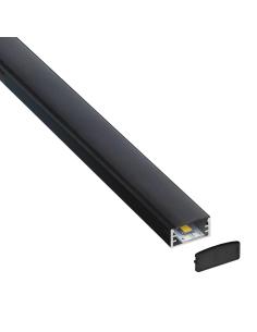 KIT - Perfil aluminio KAIF para tiras LED, 2 metros, negro