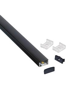 KIT - Perfil aluminio KAIF para tiras LED, 2 metros, negro 2