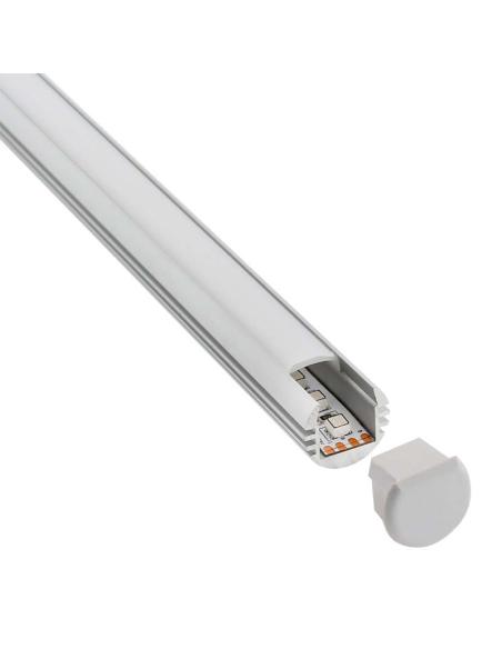 KIT - Perfil aluminio ROUND para tiras LED, 1 metro
