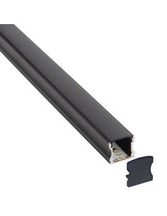 KIT - Perfil aluminio HARFO para tiras LED, 2 metros, negro