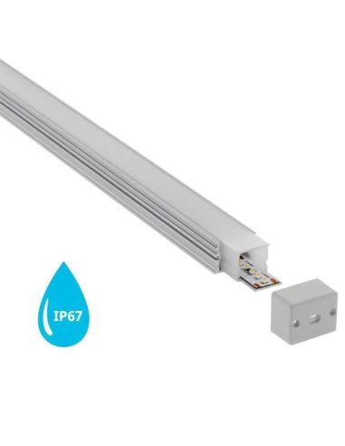 Perfil aluminio KOR para tiras LED, 1 metro, IP67