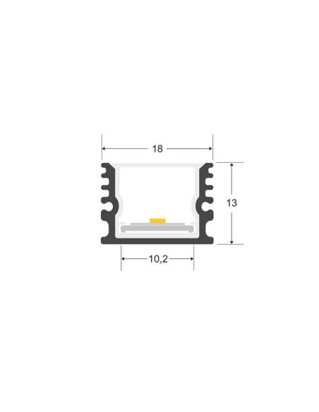 Perfil aluminio KOR para tiras LED, 1 metro, IP67