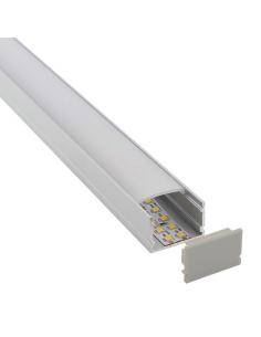 KIT - Perfil aluminio FAT para tiras LED, 1 metro