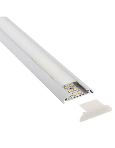 KIT - Perfil aluminio MARK para tiras LED, 1 metro