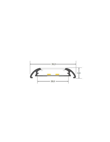 KIT - Perfil aluminio MARK para tiras LED, 1 metro