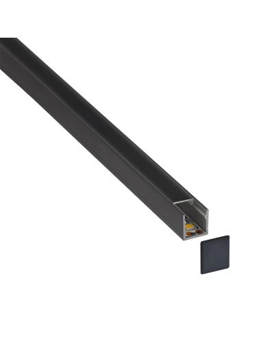 KIT - Perfil CUB 1010 para tiras LED, 1 metro, negro