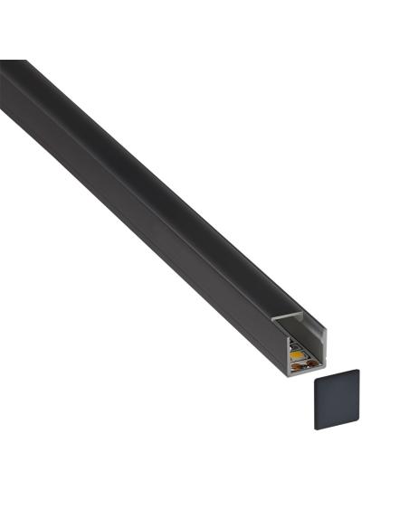 KIT - Perfil CUB 1010 para tiras LED, 1 metro, negro