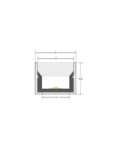 KIT - Perfil PC FOOT para tiras LED, 2 metros