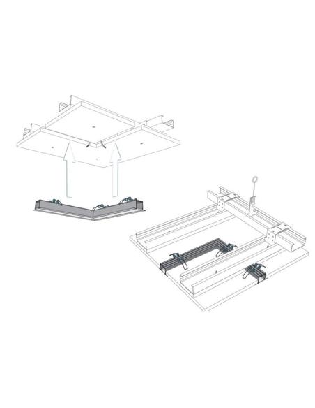 KIT - Perfil aluminio TEITO MINI para tiras LED, 2 metros