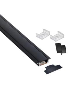 KIT - Perfil aluminio KOBE PRESS para tiras LED, 1 metro, negro