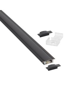 KIT - Perfil aluminio LISEN para tiras LED, 2 metros, negro 2